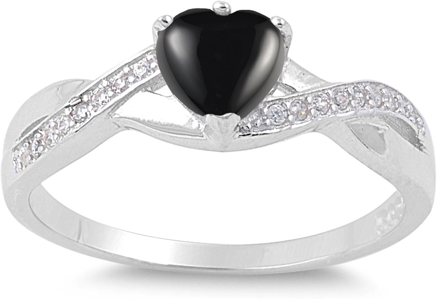 CHOOSE YOUR COLOR Sterling Silver Heart Promise Ring