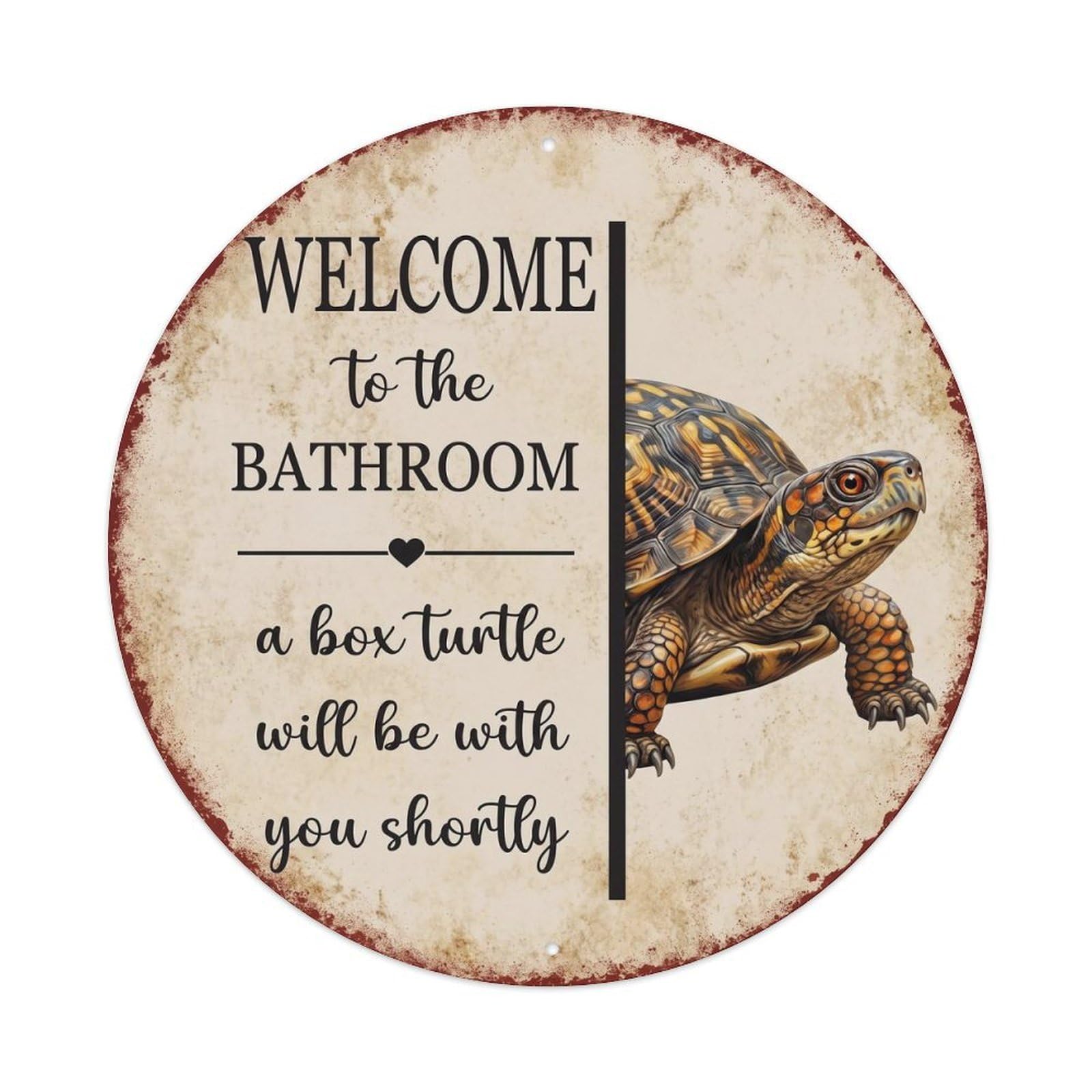 Vintage WELCOME To The BATHROOM Box Turtle Metal Tin Sign