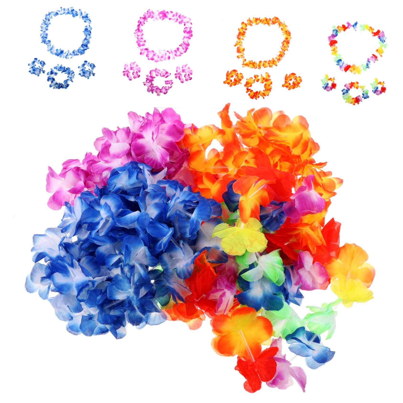 PRETYZOOM 2sätze Hawaiianisches Party- Teilig Blumenketten Armbändern Und Stirnbändern Für Luau Tropische Themenpartys Und Sommerfestlichkeiten