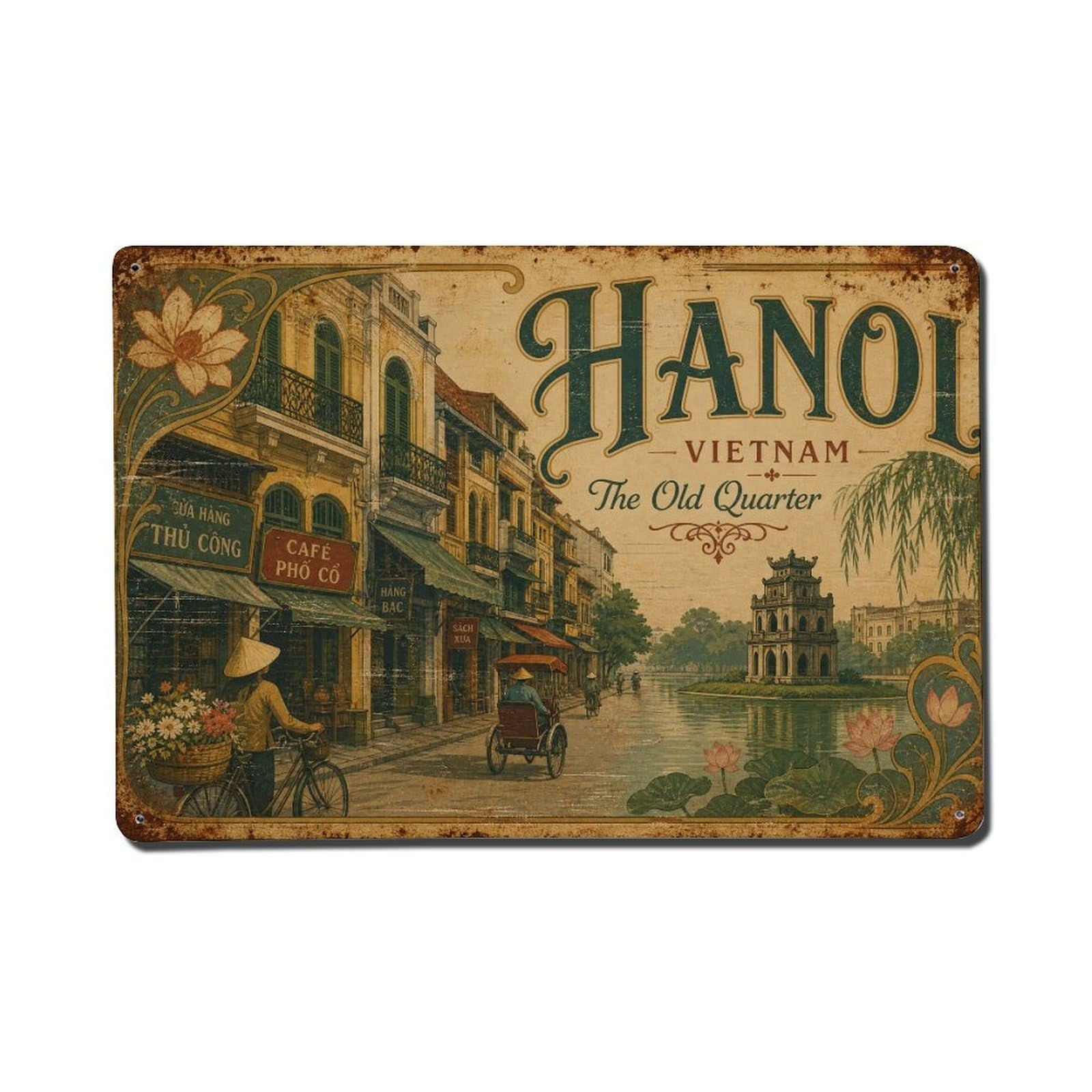 Metal Tin Sign Retro Travel Vietnam Hanoi