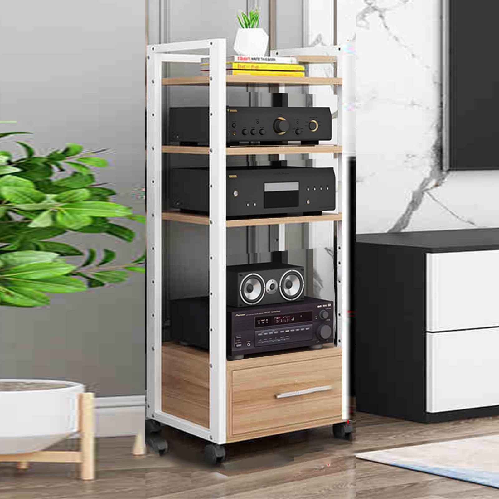 Meuble de rangement pour platine vinyle et tour moderne pour home cinéma