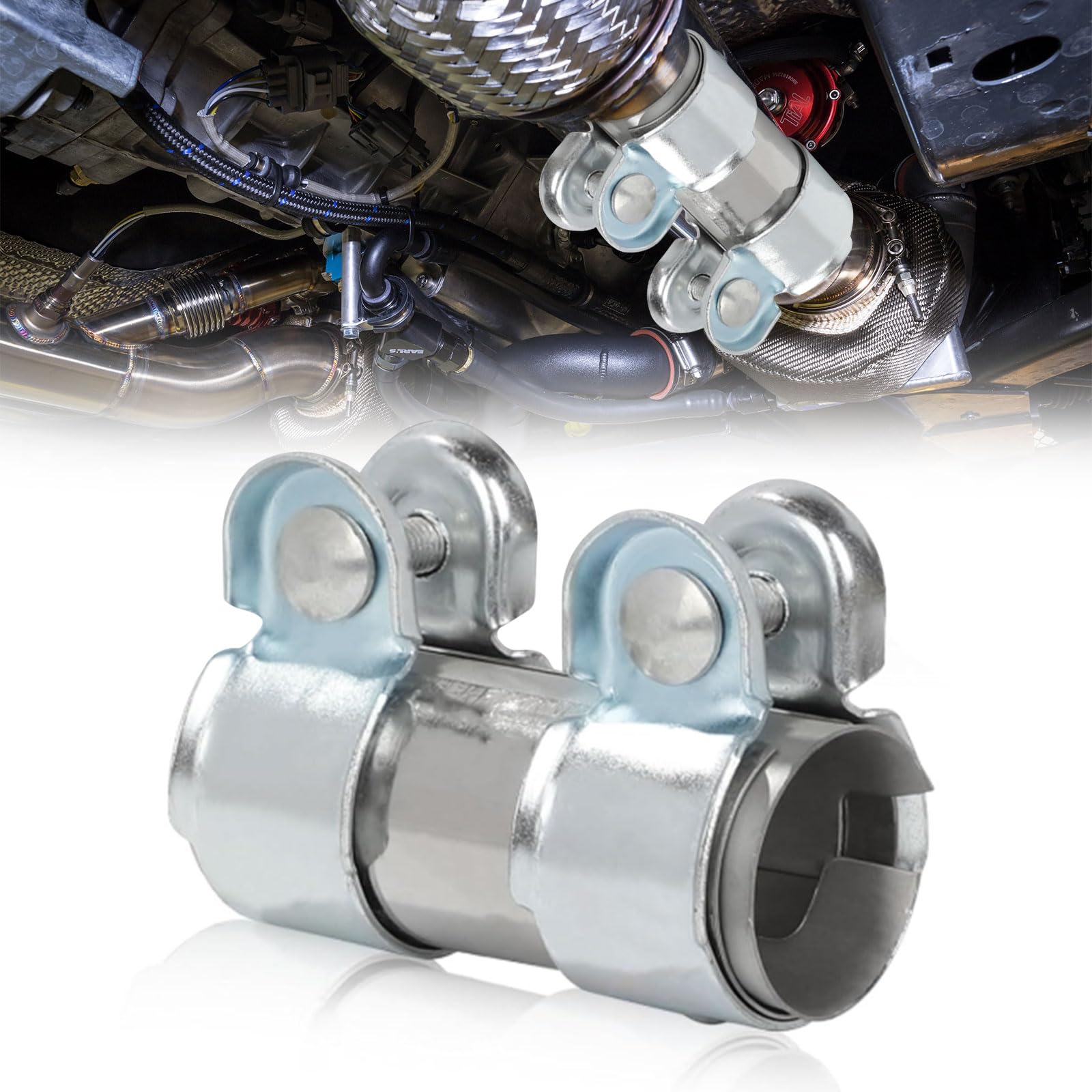 Doppelschelle Auspuffschelle Ø60mmx95mm, Auspuffschelle Edelstahl Rohrverbinder, Auspuff Schellen Klemmen mit Doppelschelle, Auspuff Universal auspuffschelle Rohrverbinder