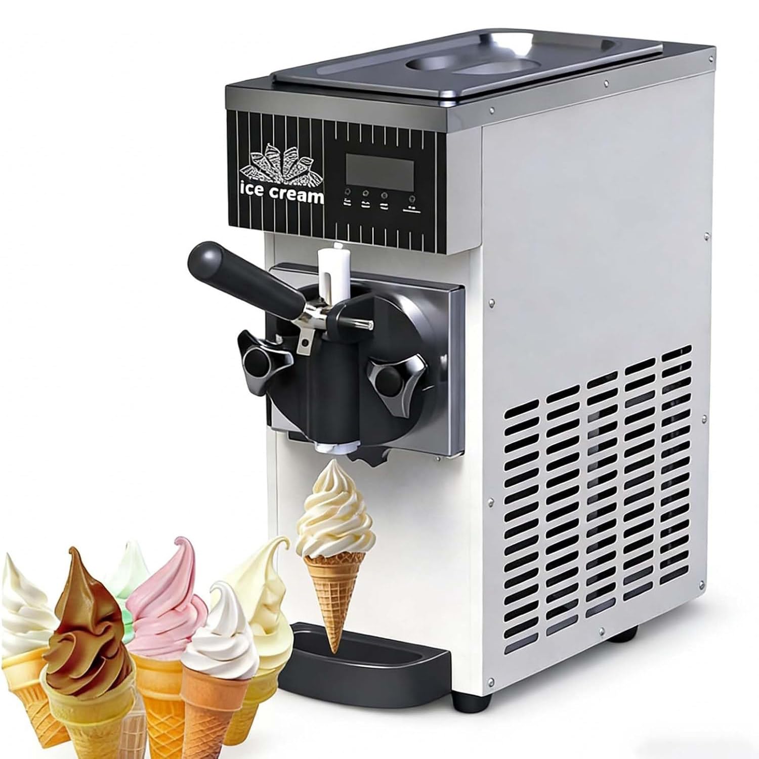 Macchina per Gelato Soft monogusto, gelatiera e Macchina per Dessert, 450W, Produzione di Gelato Soft 4-5 kg/h, gelatiera Automatica per casa, Cucina e Feste Cream
