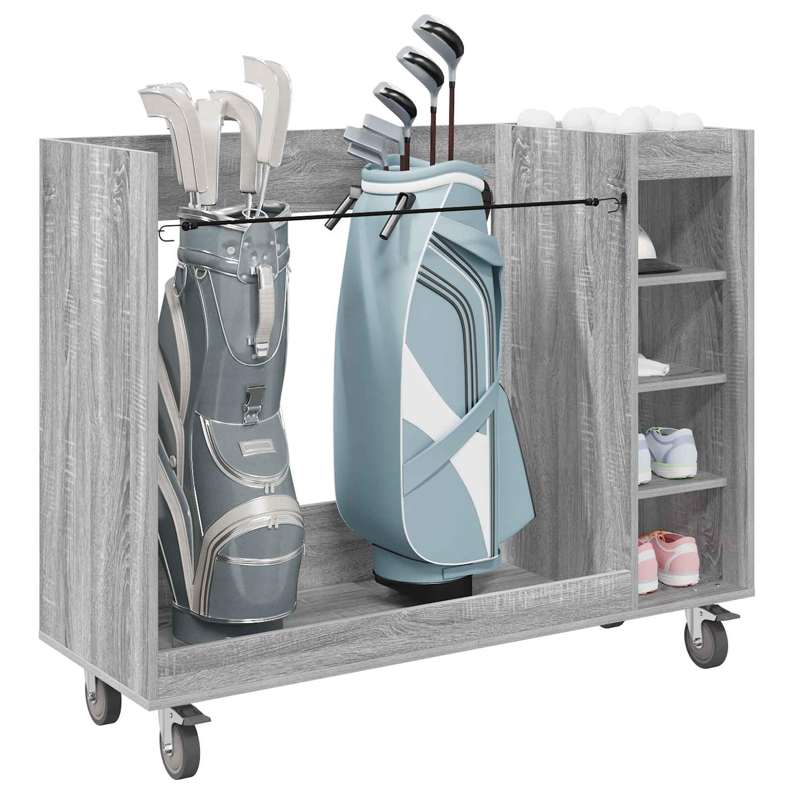Vidaxl Golf Cabinet With Wheel Plain Sonoma 120 X 45 X 98 Cm Grey