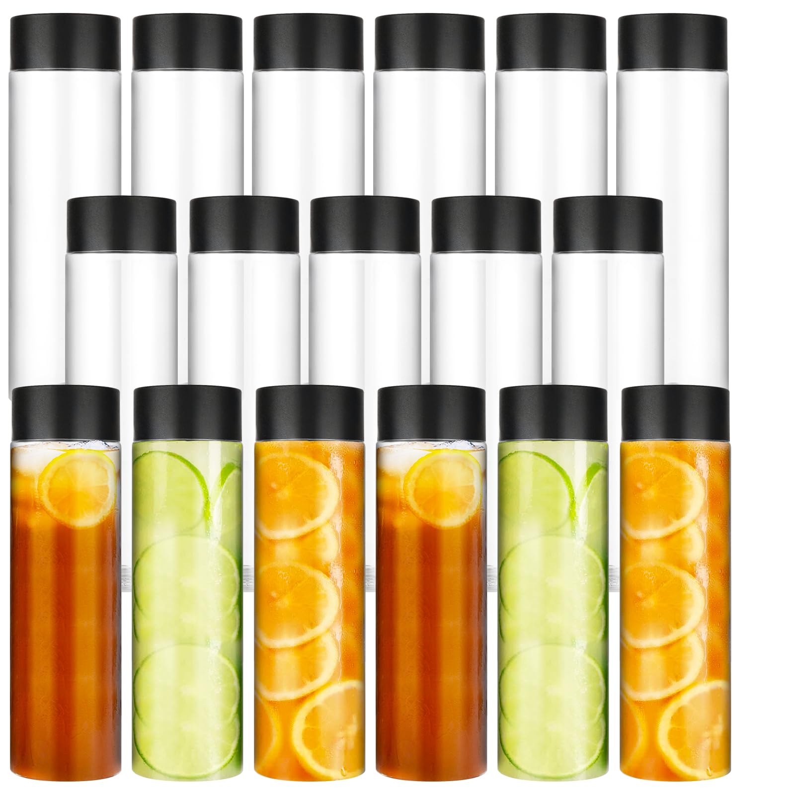 DAJAVE Lot de 18 Bouteilles Sensorielles 500 ML à Remplir en Plastique Réutilisables Transparentes pour Smoothie, Thé