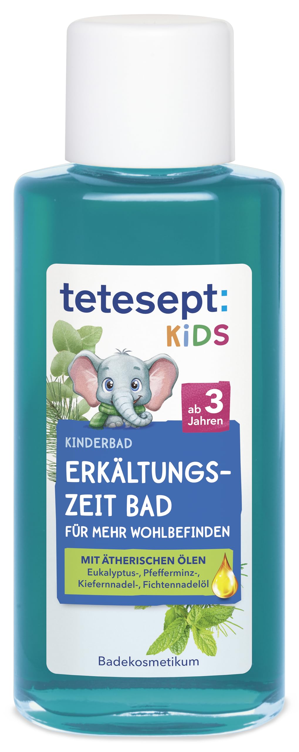 tetesept Kids - Baño de frío para niños – 1 x 125 ml – Baño infantil para la estación fría con 4 aceites esenciales – Aditivo de baño relajante y calmante