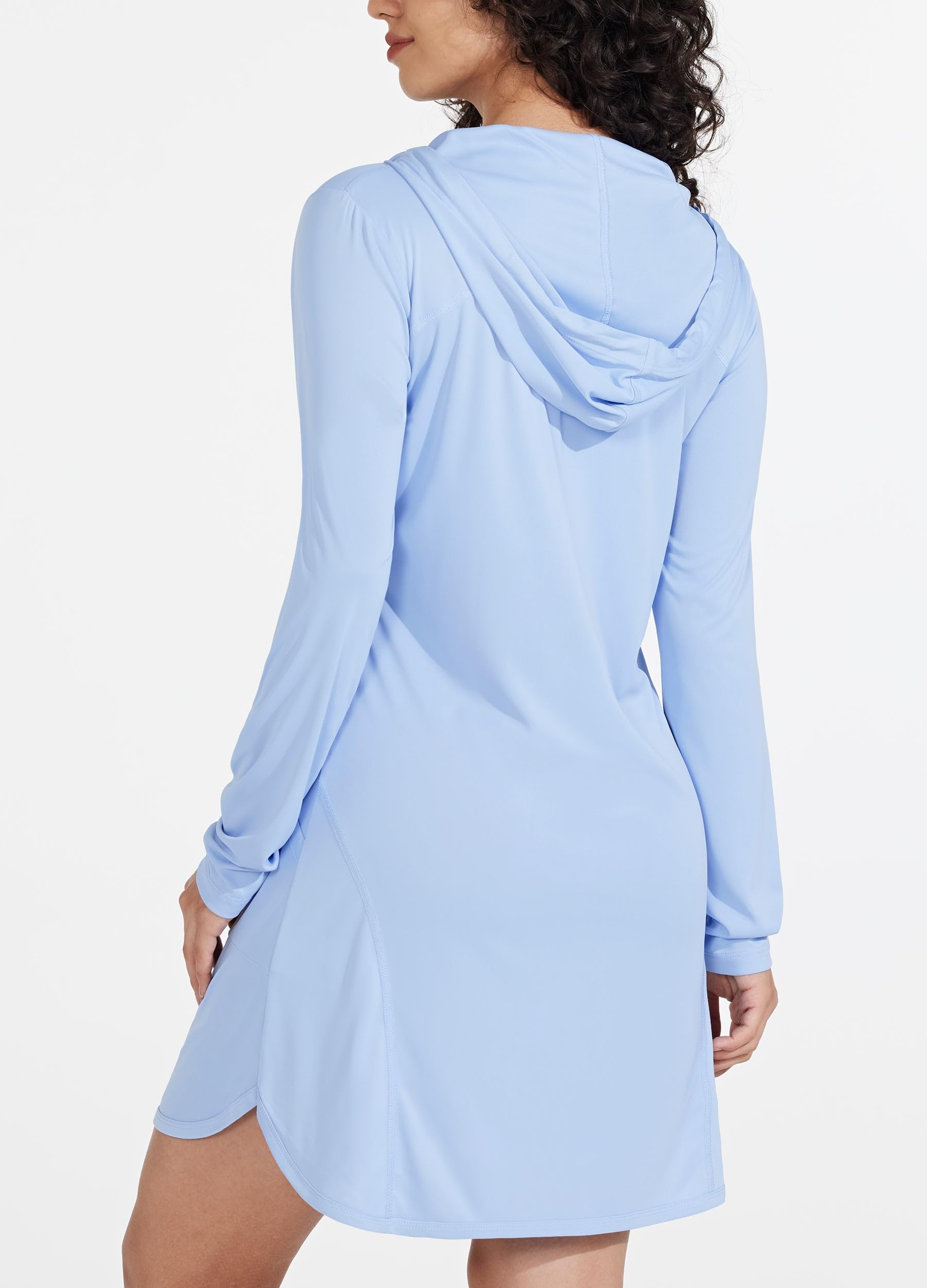 Willit Vestido de natación con Capucha UPF 50+ para Mujer, Manga Larga, Secado rápido, SPF, Azul, XXL
