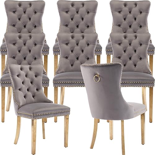 Miniatura 65 de Juego de 4 Sillas de Comedor Modernas de Mediados de Siglo, Tapizadas en Terciopelo Beige con Espuma Rellena, para Cocina y Comedor, con Patas de