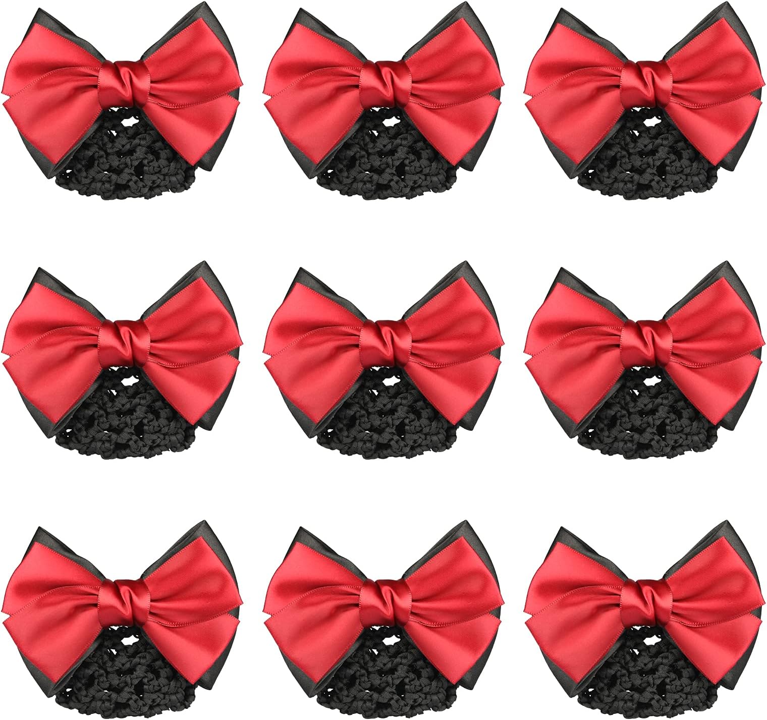 MISAZ 10 Pieces Women Hair Snood Net, French Barrettes Bun Cover Knit Hairnet Satin Bow Crochet Bowknot Decor Hair Clip Flower Hair Accessories for Women Mesh Work Hairnets