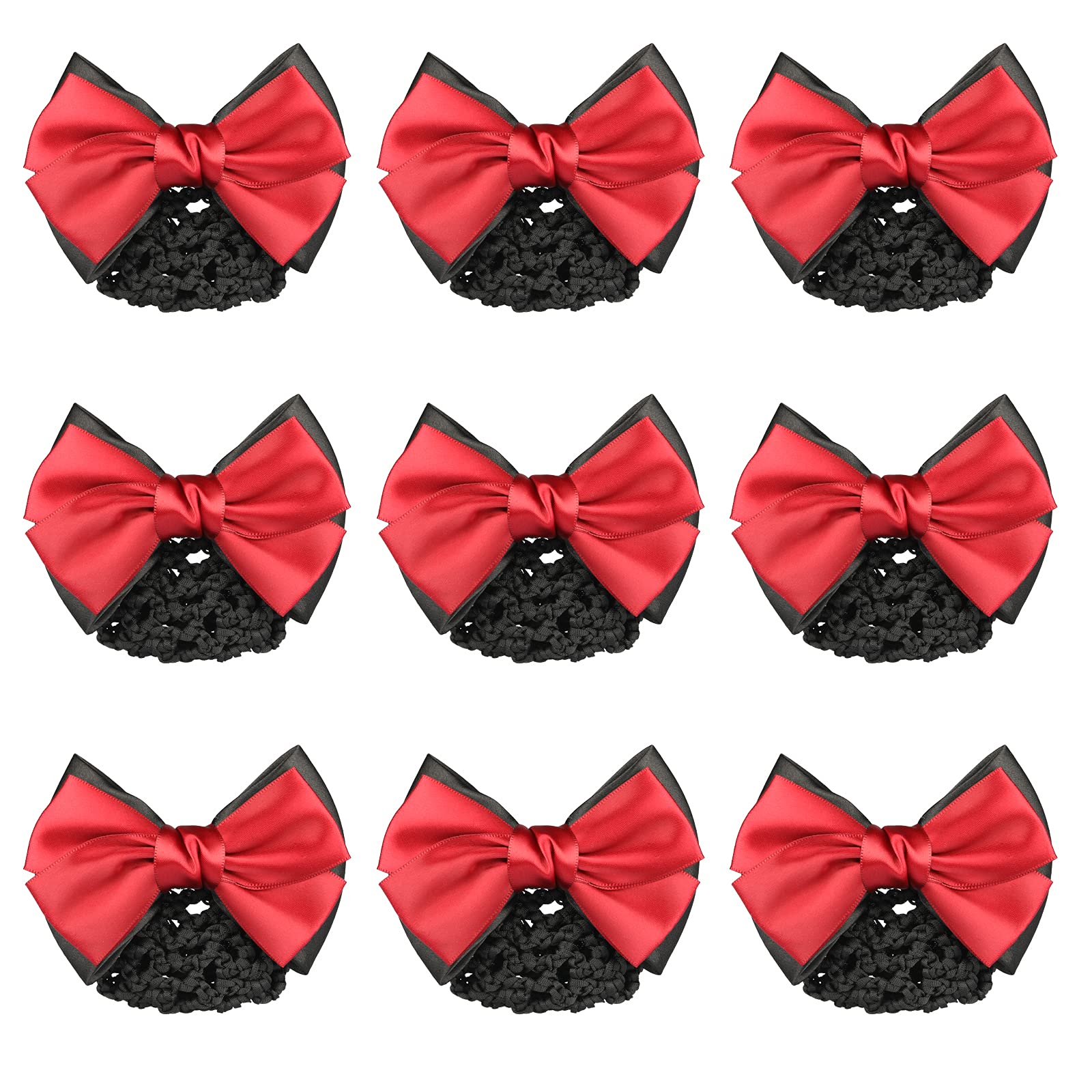 MISAZ 10 Pieces Women Hair Snood Net, French Barrettes Bun Cover Knit Hairnet Satin Bow Crochet Bowknot Decor Hair Clip Flower Hair Accessories for Women Mesh Work Hairnets