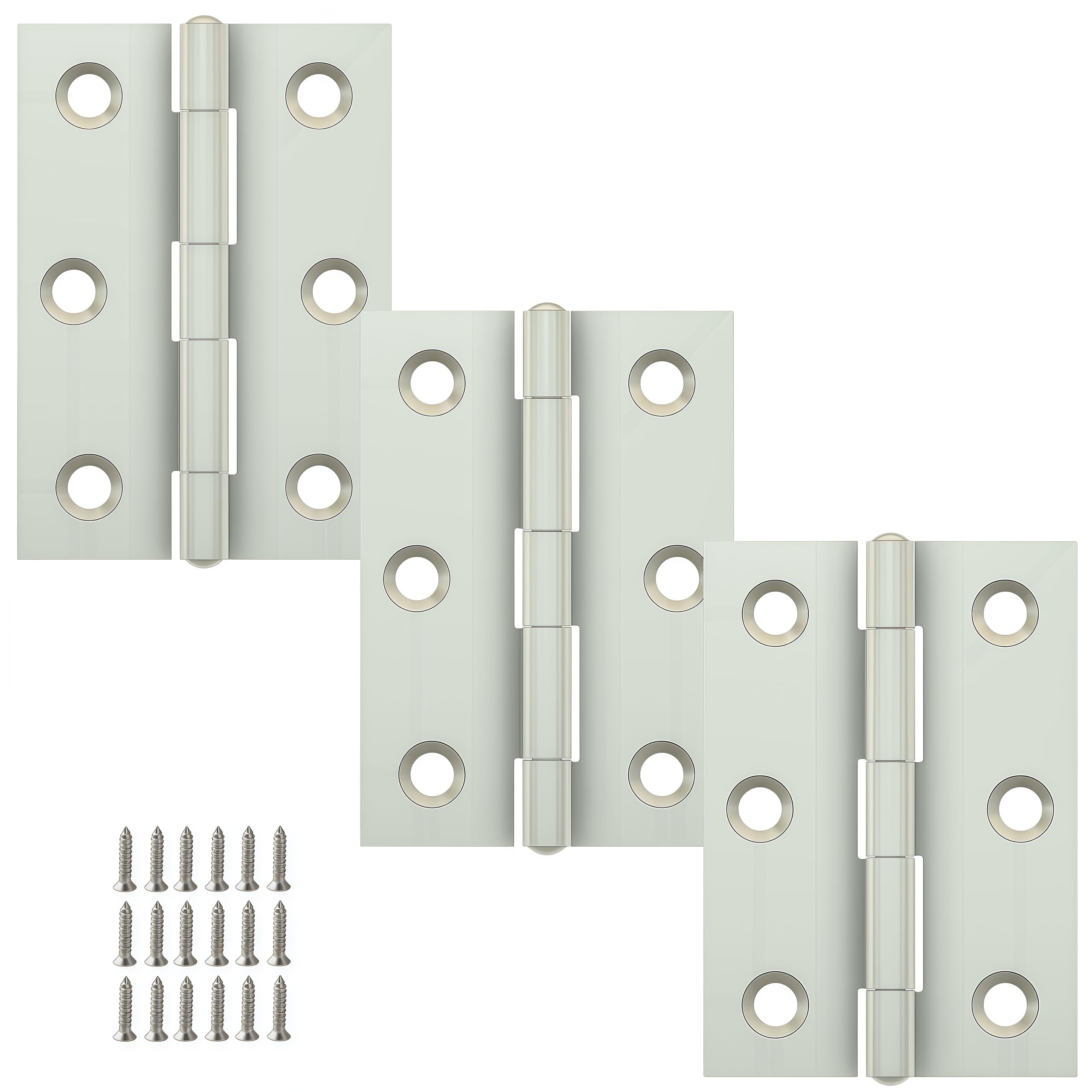 Vbnexyr Regular Hinges 3 Pack Stainless Steel Folding Hinges Cabinet Hinges Door And Window Hardware Accessories With Screws 63 * 44 * 1.5Mm Brushed Steel Core