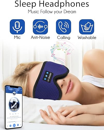 Miniatura 2 de LC-dolida Auriculares para dormir, antifaz de sueño Bluetooth inalámbrico con música, audífonos para dormir de lado, máscara de dormir con