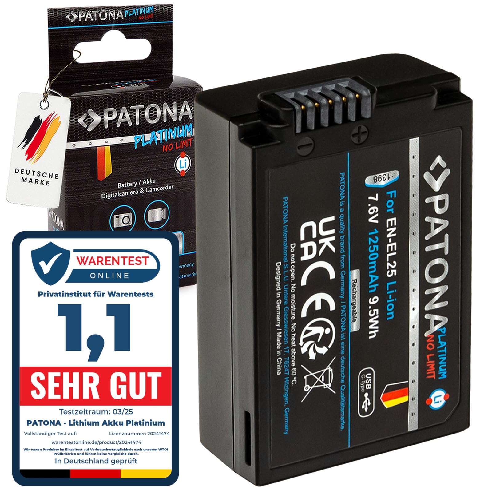 PATONA USB-C Platinum Akumulator do Nikon EN-EL25, EN-EL25a 1250mAh