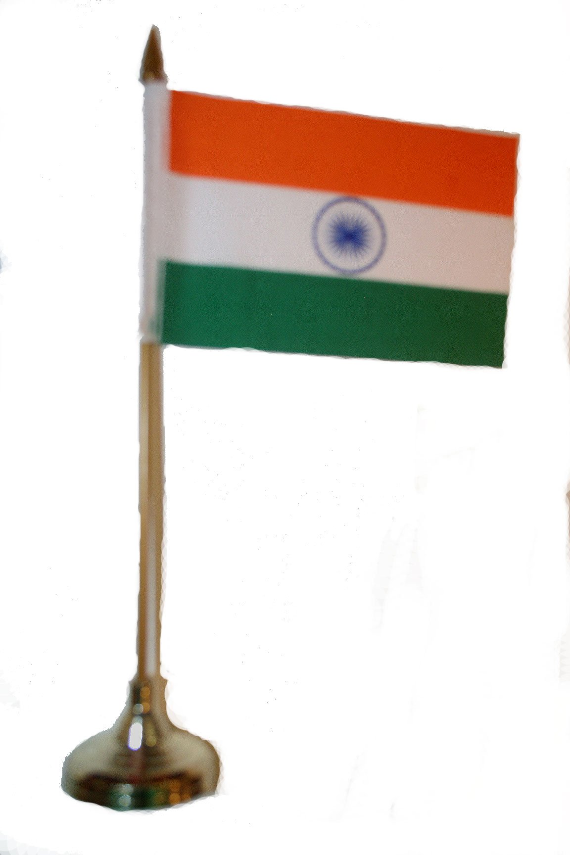 India Small 4 X 6 Inch Mini Country Stick Flag Banner with GOLD STAND on a 10 Inch Plastic Pole .. New
