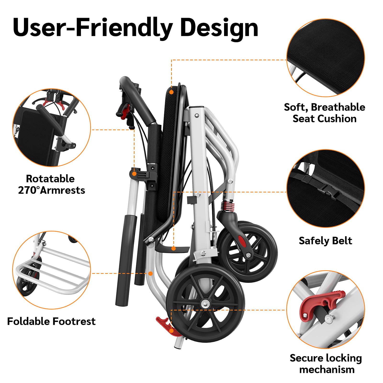 Lightweight Foldable Transport Wheelchair -4