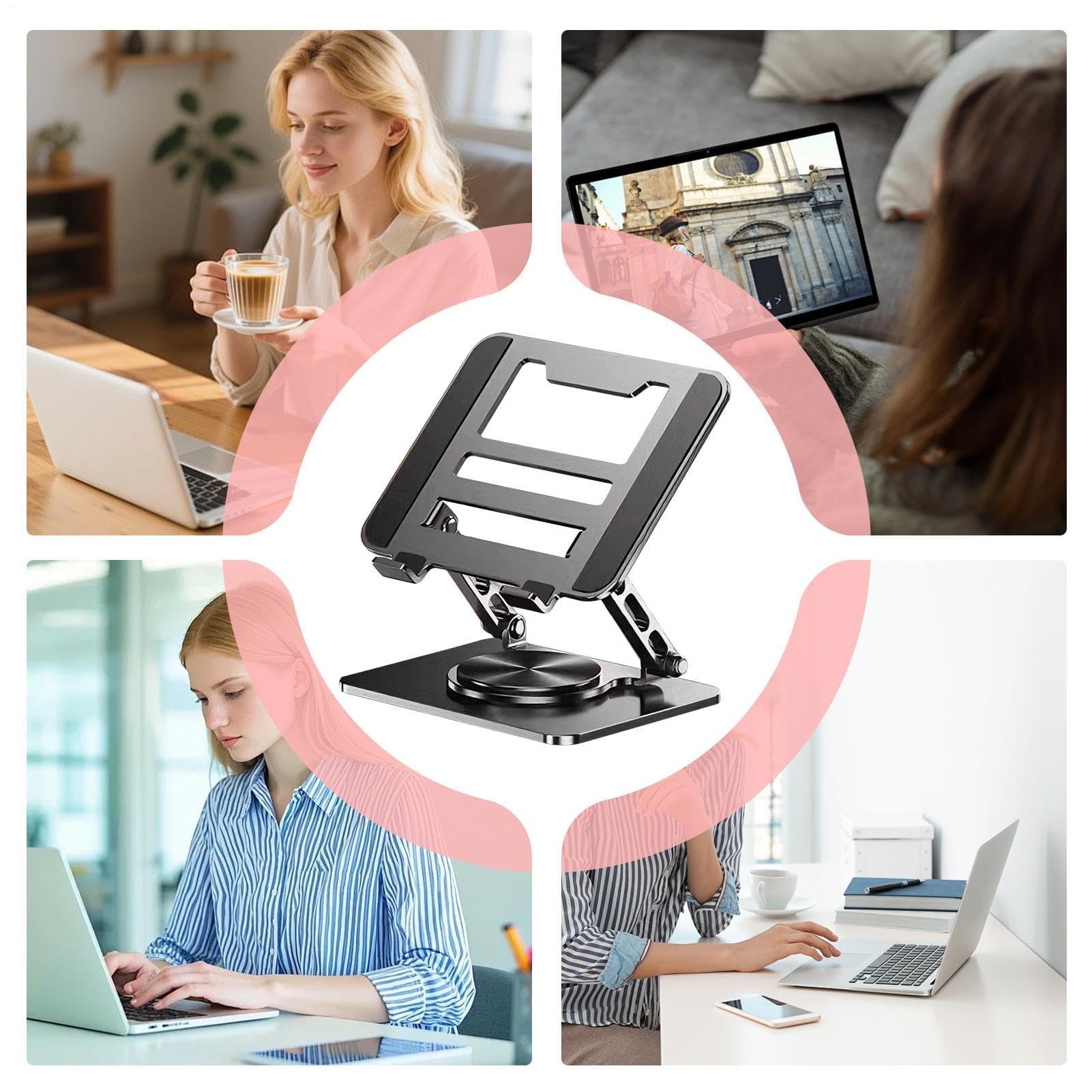 Soporte elevador para laptop, disipación de calor con base giratoria de 360°, soporte ergonómico para laptop, para mesa, universidad, oficina, hogar, trabajo, hombres y mujeres