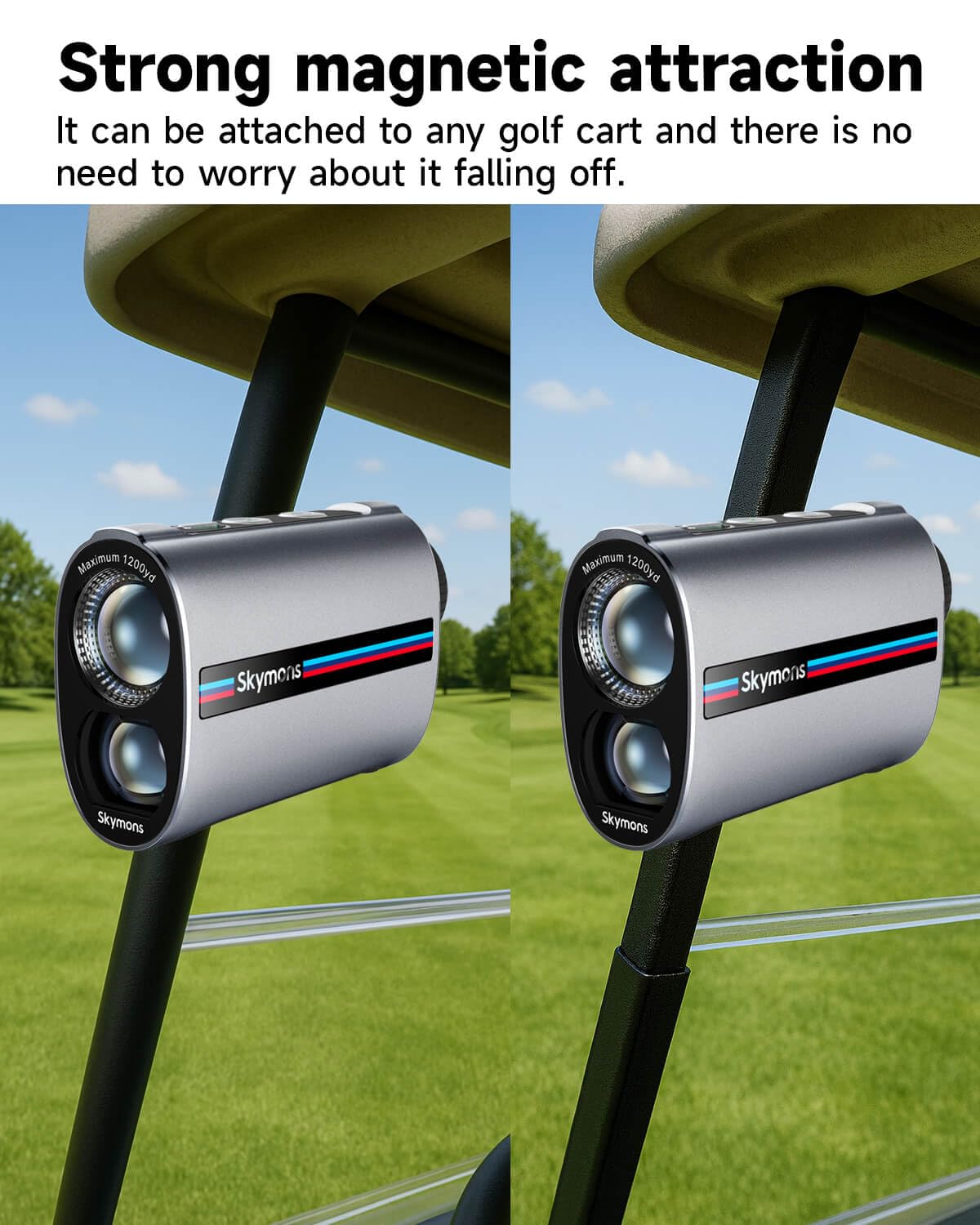 Télémètre laser de golf avec pente, télémètre 1200Y, vibration de verrouillage du mât de drapeau de 0,3 s, grossissement 7x, lentille de transmission de 95 %, verrouillage du drapeau avec vibration