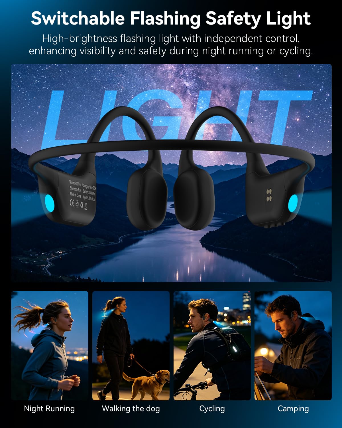 MONODEAL Écouteurs intra-auriculaires Bluetooth 6.0 étanches IPX8 à conduction osseuse pour le jogging, le cyclisme, le fitness