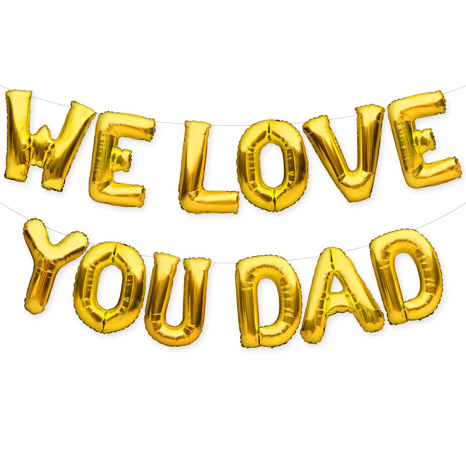 PartyForeverWE LOVE YOU DAD Balloon Gold 16 inch Letters Fathers Day Decorations