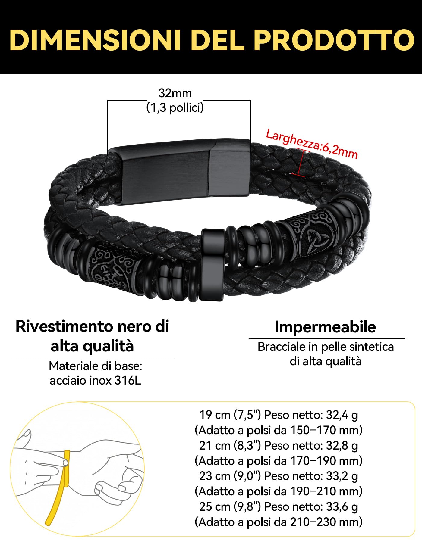 ChainsHouse Bracciale Uomo in Pelle con Biglietto Ideale Regalo per Lui