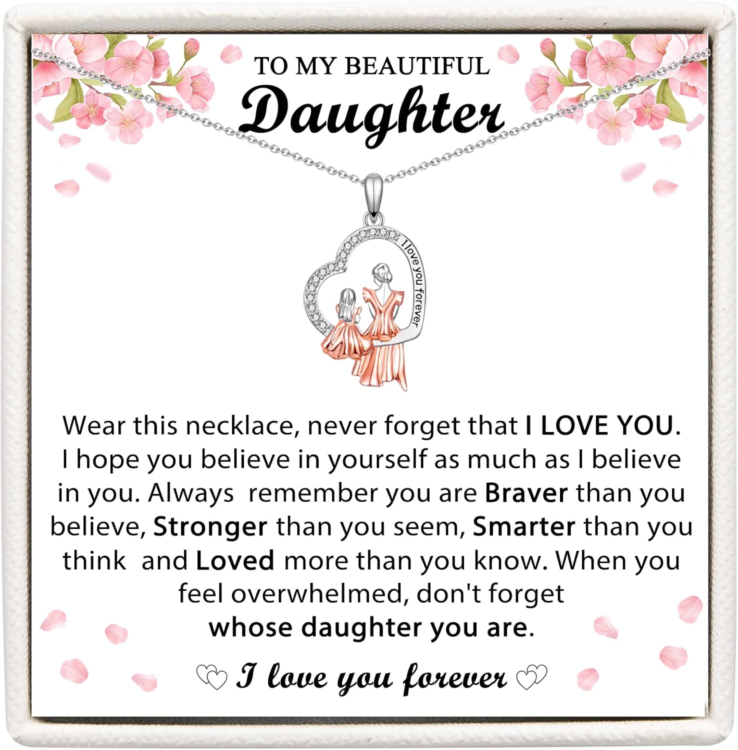 Gifts for Mom and Daughter, Mother and Daughter Heart Pendant Necklace Birthday Christmas Mothers Day Valentines Graduation Back to School Gifts for Girls Women