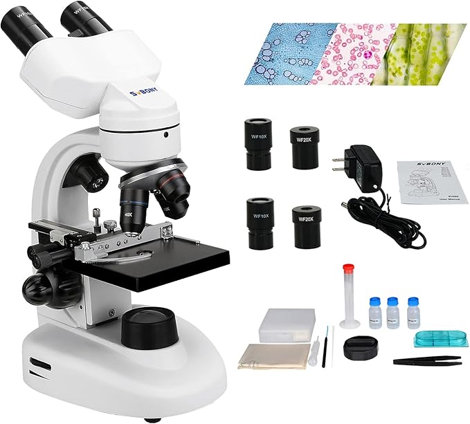 SVBONY SV605 Compound Binocular Microscope 80X1600X,Two