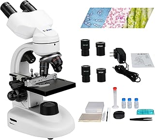 SVBONY SV605 Compound Binocular Microscope 80X-1600X,Two-Layer Mechanical Stage Microscope, Microscope for Adults Teens Students, Microscopes with Science Kits, Dual LED Illumination
