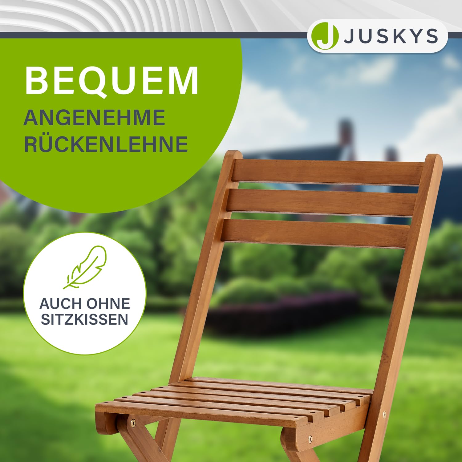 Juskys Balkonmöbel Set Bala - Sitzgruppe 3 teilig aus Holz für 2 Personen, klappbar, platzsparend - Gartenmöbel Tisch Stühle Balkonset Klappstuhl