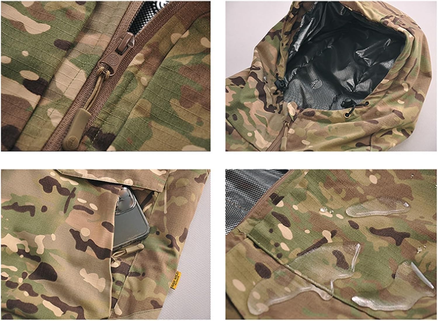 Men Snow Suit Sets, Camouflage Winter Warm Waterproof Windproof Hooded 2 Pieces Snowboarding Ski Suits Set