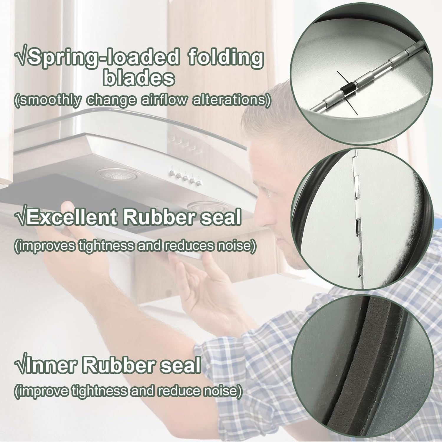 YOKIVE 12.5-inch Backdraft Damper Shutter, Inline Spring Loaded Blocker Dryer Duct Damper, Great for Retrofitting Ducting Preventing Unwanted Drafts in Metal Ducts (Silver Tone)