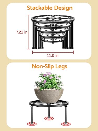 Miniatura 5 de Paquete de 5 Soportes Metálicos para Plantas en Maceta, Soporte para Maceta de Flores, Estante Resistente para Plantas para Múltiples Plantas,