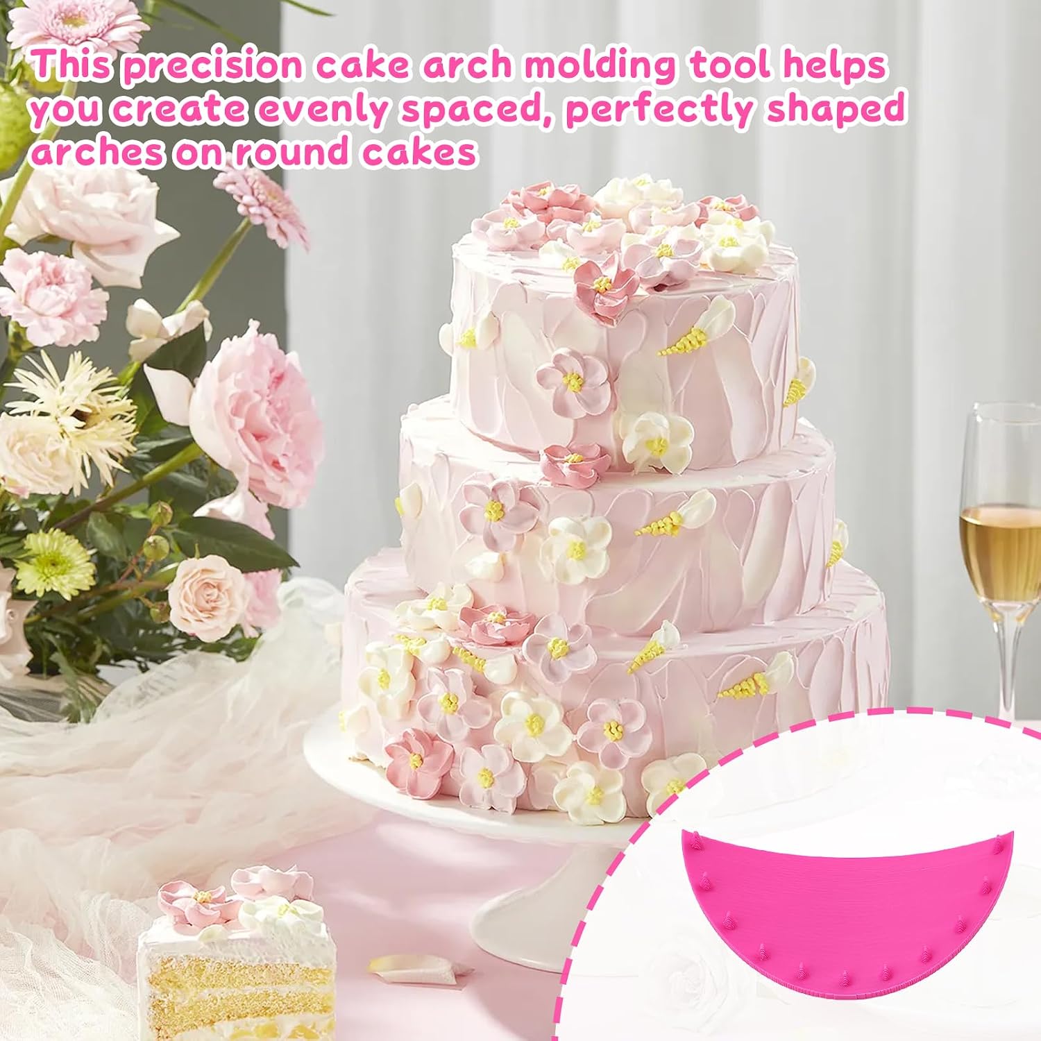 2Pcs Cake Arch Guide Tool - Arch Guide for Cake - Ruffle Guide Stencil - Ruffle Marker for 6"-10" Cakes - Fondant Icing Decorating Measuring Beginners