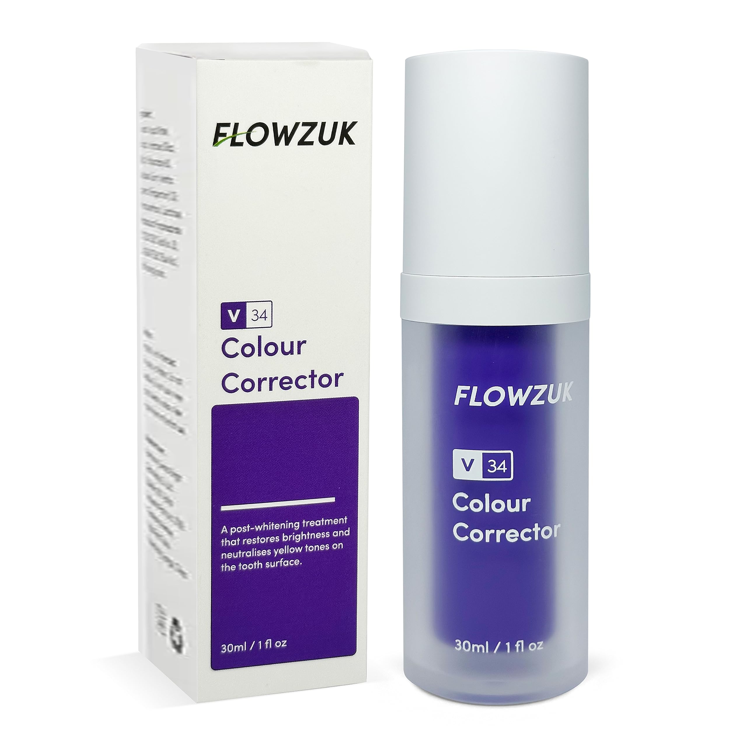 FLOWZUKV34 Colour Corrector Toothpaste - Purple Teeth Whitening Gel for Tooth Stain Removal and Teeth Cleaning - 30 ml Toothpaste Pump - Helps Restore Natural White Teeth