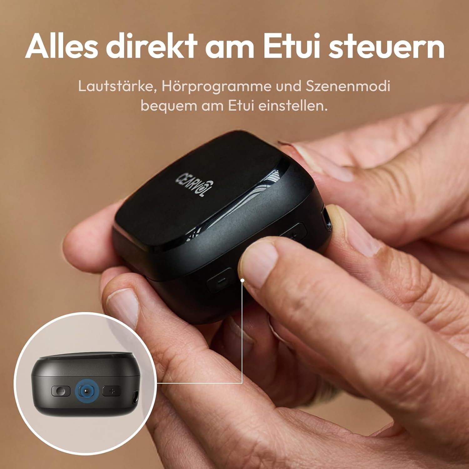 Nano Sound-Verstärker, Hörunterstützung für Senioren & Erwachsene, 3 Klangmodi, 3-Stufen-Verstärkung für Klare Audio-Wiedergabe, Diskretes Design, Ohne Bluetooth/App (Mitternacht)