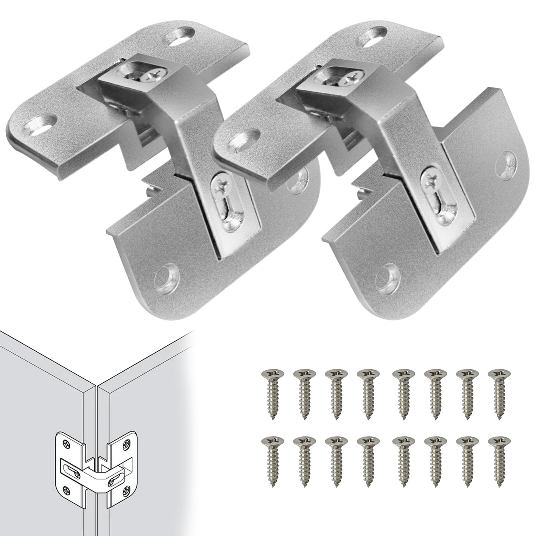 2-Pack Adjustable Concealed Pie Cut Corner Hinge 343.90.710 Lazy Susan Hinges Replacement for Grass 975, Mepla SSP 17, 19 & 21 Series Hinges, Cabinets/Corner Cabinet Bifold Door Hinge