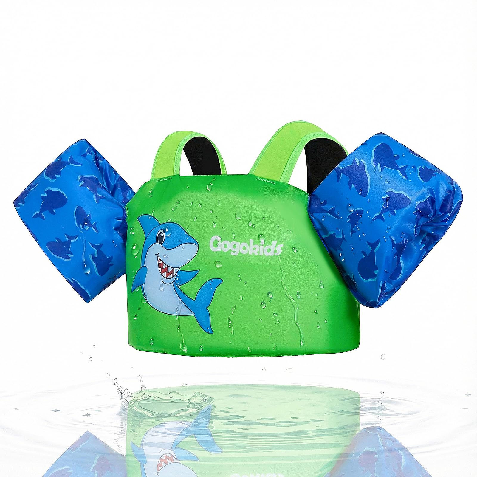 Gogokids Toddler Swimming Float Vest, Arm Bands Kids Swim Vest with Shoulder Harness Baby Floats Swimming Training Jacket for 1-6 Years / 11-30 kg Boys Girls Perfect for Pool, Learn to Swim and Beach — image 1