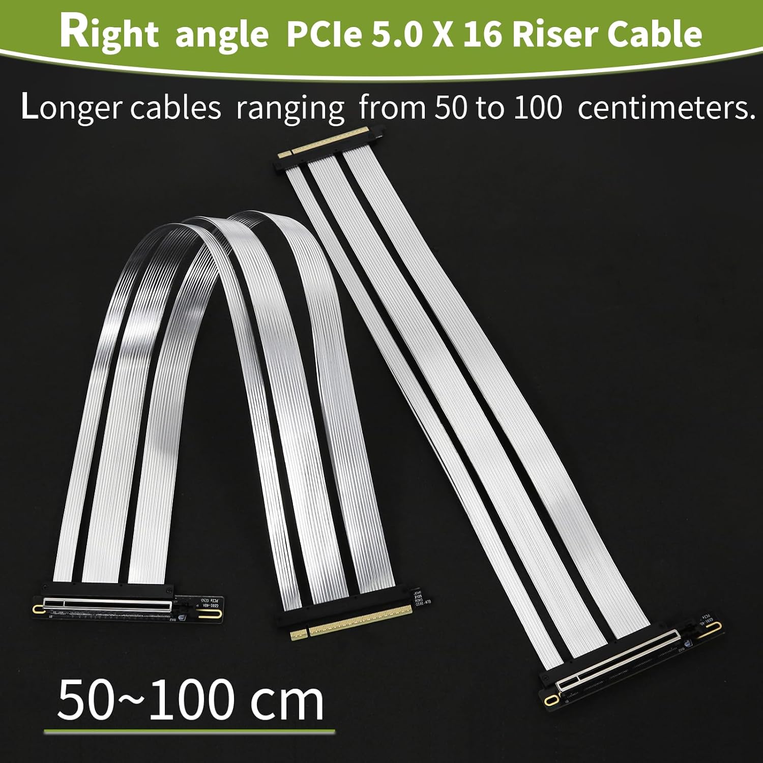 PCIe 5.0 X16 Riser Cable GPU Extension Cable GEN5 Vertical Mount for Next RTX5090, GEN5 SSD Riser Card (50cm)