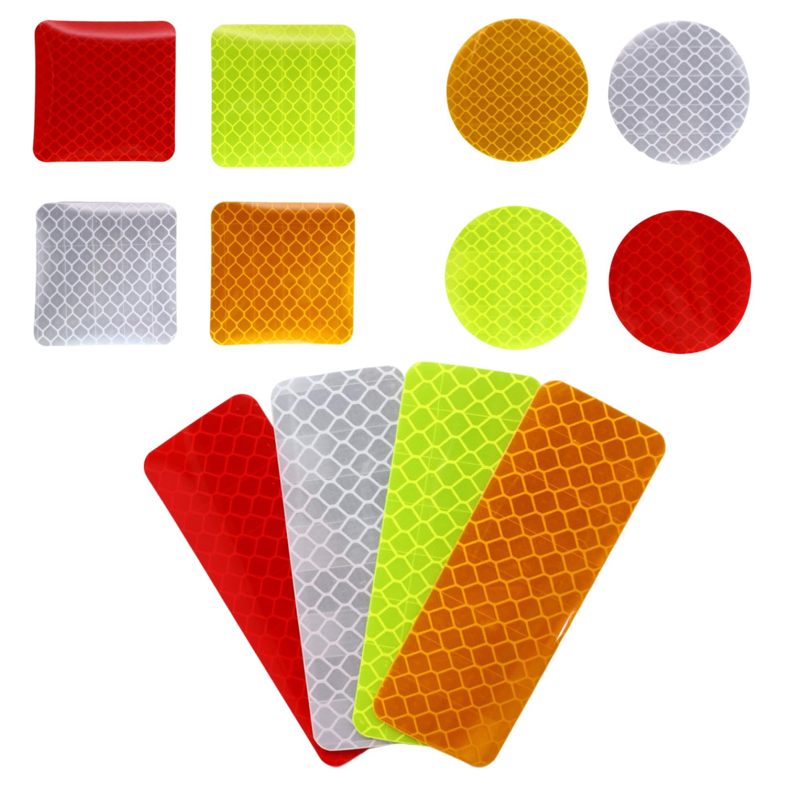 SYHSYC Lot De 40 Autocollants Réfléchissants Ronds – 5 Cm, 4 Couleurs (blanc, Rouge, Jaune, Vert), PET Durable, Pour Vélo, Moto, Casque, Voiture