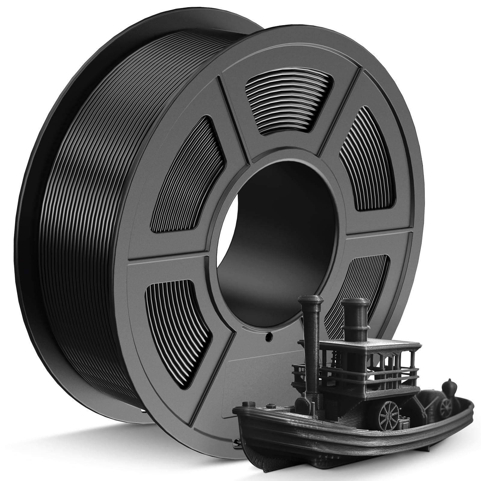 TECBEARS PLA Plus Filament 1.75 mm, Upgrade Pla+ More Robust and Stronger 3D Printer Filament 1kg Spool, Max 300 mm/s Printing Speed, Dimensional Accuracy +/- 0.02 mm, PLA+ Black