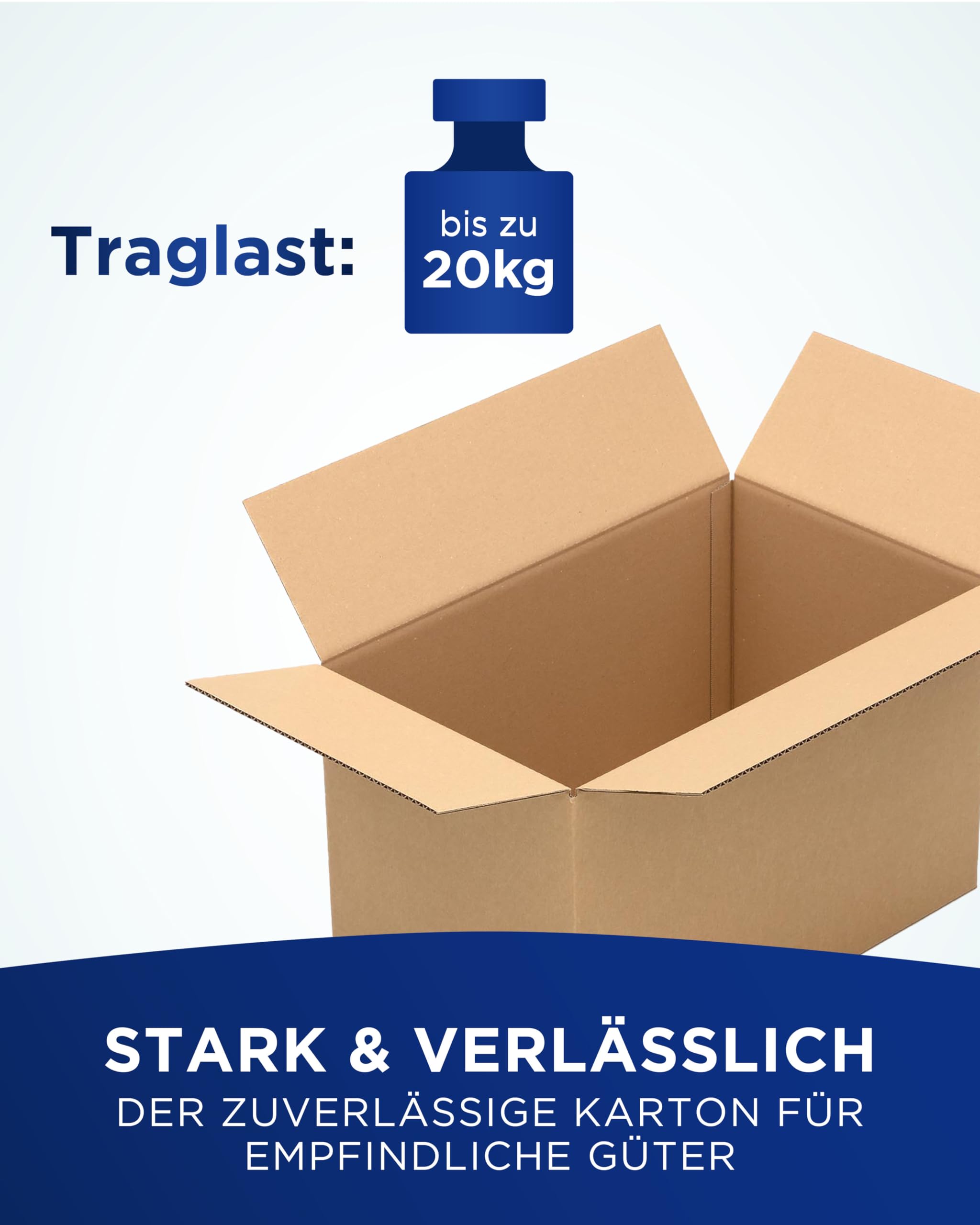 KK Verpackungen Versandkartons 500 x 300 x 300 mm Braun 1-wellig (Außenmaß 504 x 309 x 314 mm) | 20 Stück, Faltkartons Kartons für Versand als DHL Paket Hermes Paketklasse M DPD GLS Paketklasse XL