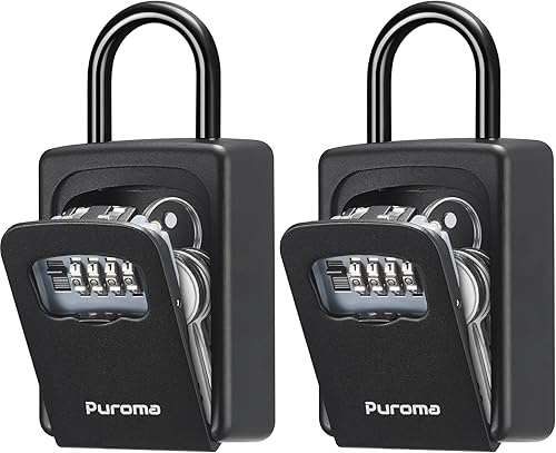 Puroma Caja de seguridad, caja de cerradura grande con combinación reiniciable, caja de seguridad portátil para montaje en pared, caja de seguridad