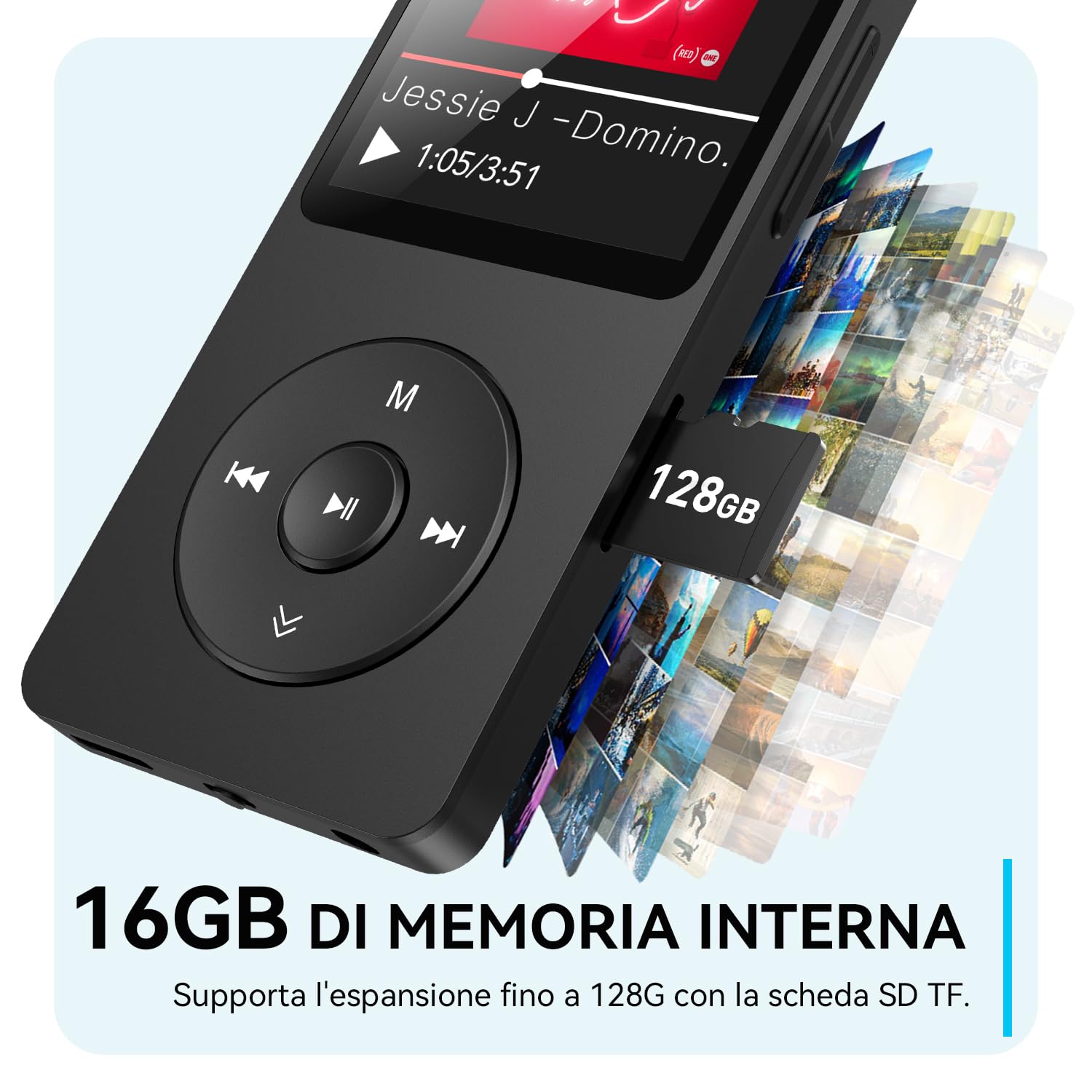 AGPTEK Lettore MP3 Bluetooth 5.3,16GB MP3 Player con Altoparlanti Integrati