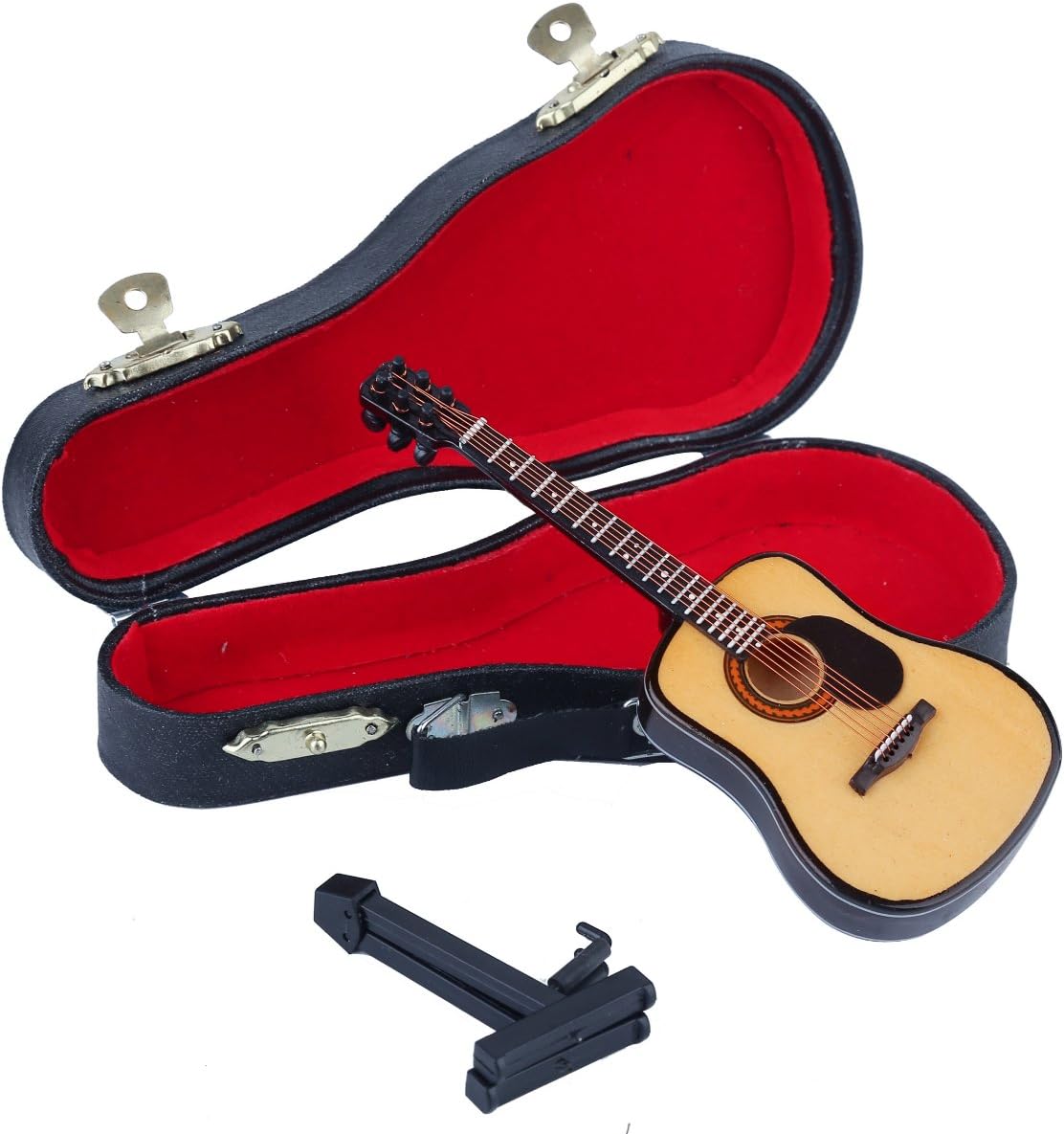 Buy Dselvgvu Wooden Miniature Guitar with Stand and Case Mini Musical