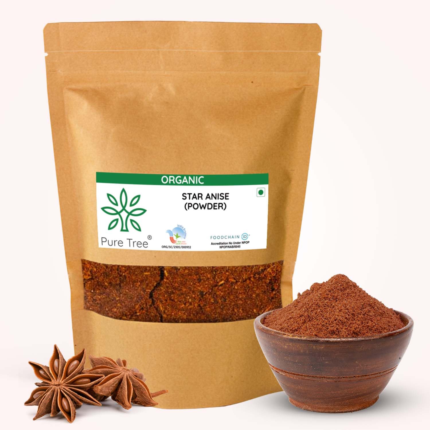 Pure Tree Certified Organic Star Anise Powder | 100 g | Chakri Phool, Badian Spice | Aromatic Khada Masala for Cooking, Baking, Chai, Herbal Teas & Remedies-image-25