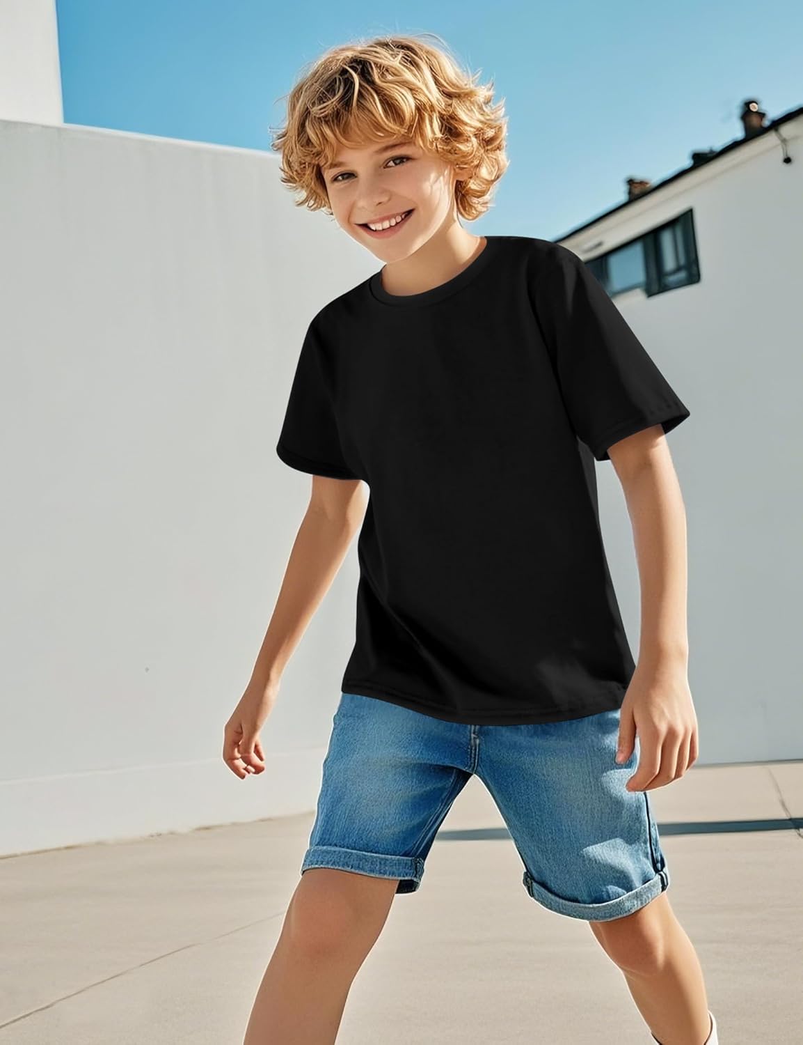 BOOPH Boys Shirts Short Sleeve T-Shirts Kids Basic Crew Neck Tops Casual Cotton Tees Clothes - Image 7