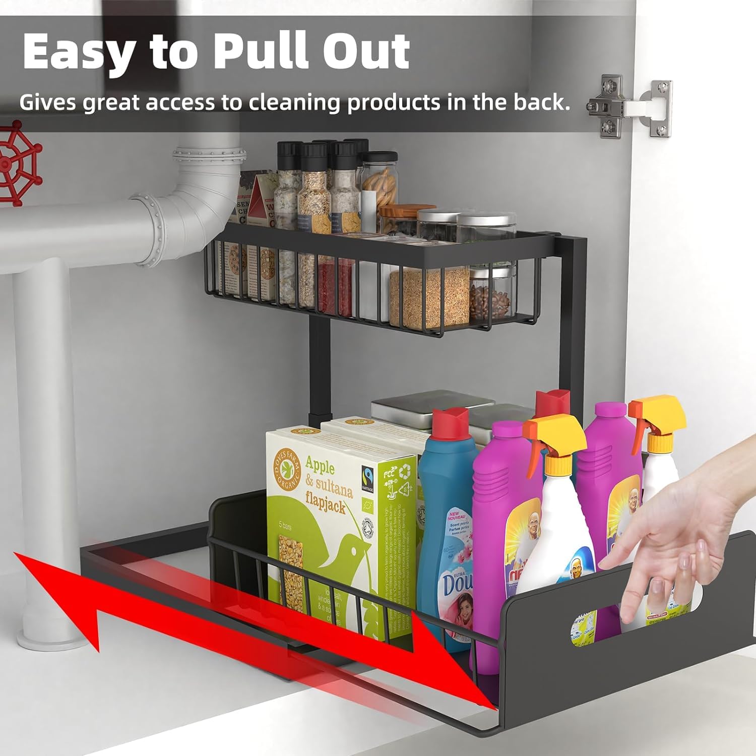 Generic Under Sink Organizer and Storage, 2 Pack Pull Out Cabinet Organizer Slide Out Sink Shelf Cabinet Storage Shelves, Under Sink Storage for Kitchen Bathroom Cabinet, Black