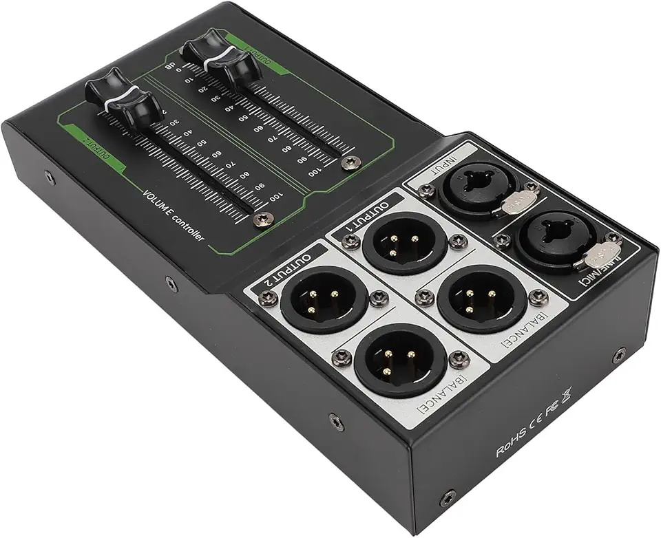 Controlador de Volume de Monitor Passivo para Estúdio e de Som Doméstico, 10Hz a 100kHz, Todos Os Metais Sem Perda de 1 Em 2 Out Controlador de Volume Estéreo Preciso,