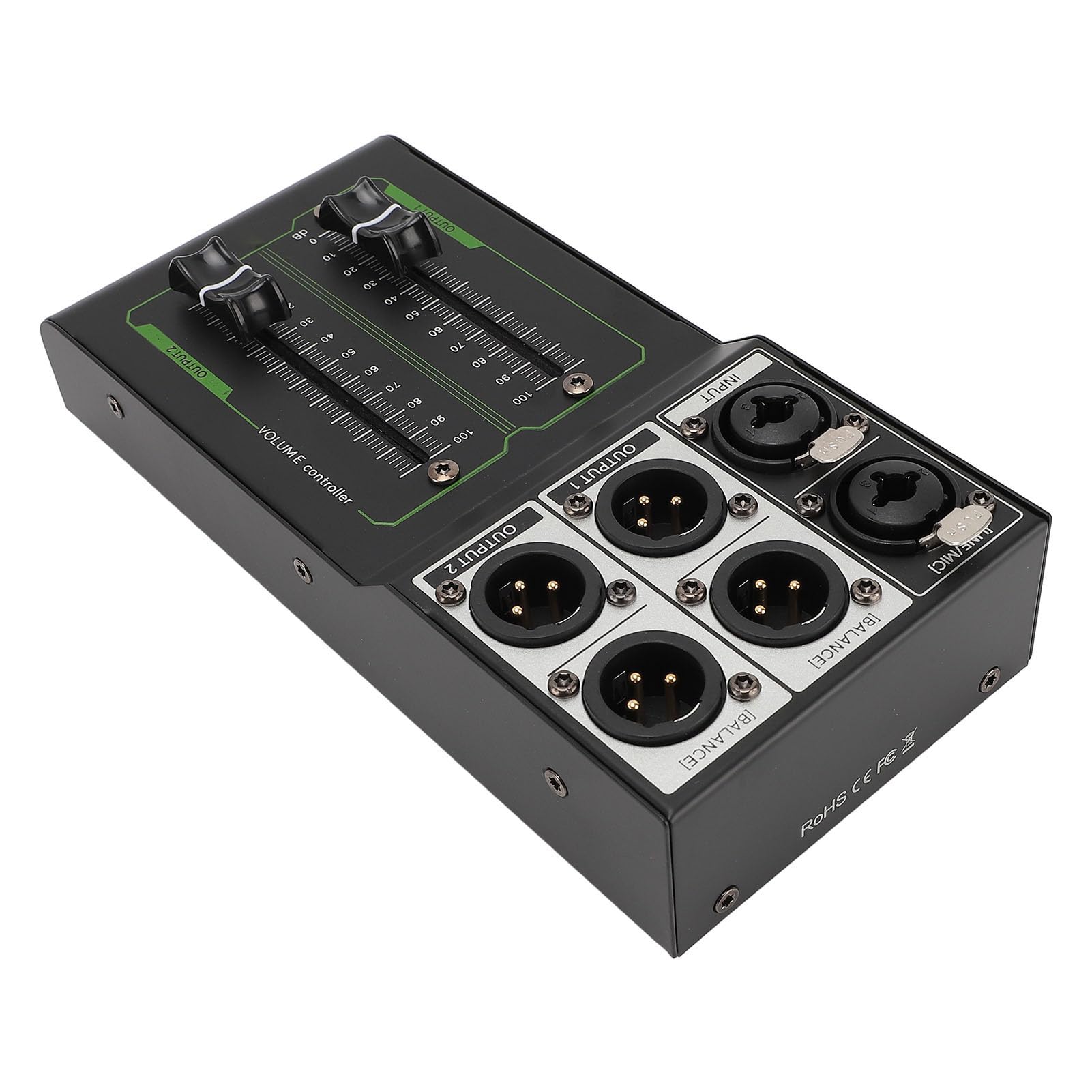 Präziser Passiver Metall-Lautstärkeregler Kompakter Studio-Controller für Home-Sound-System 1 in 2 Out Metal Lossless Volume Controller für Studio, Büro
