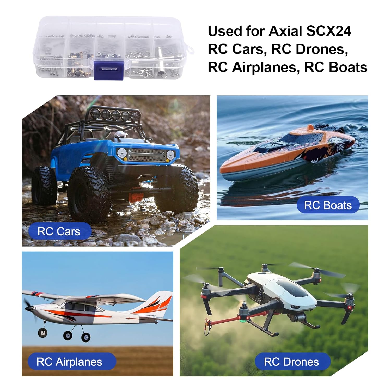 274Pcs RC Screw Kit RC Repair Kit M1.4 Screws for Axial SCX24 Bronco Deadbolt Gladiator Chevrolet C10 B17 Betty Wrangler JLU 1/24 Crawler Upgrades