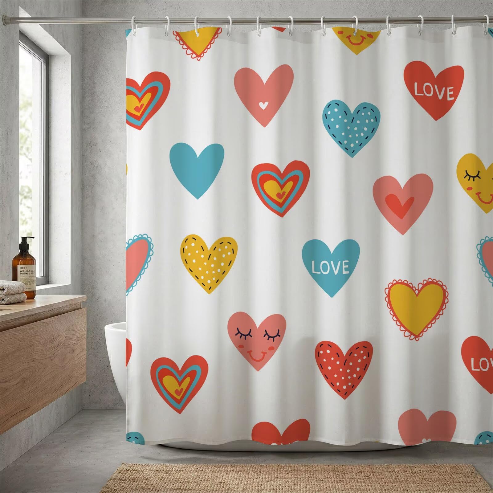 Rideau de douche tissu lavable pour une salle de bain propre et colorée